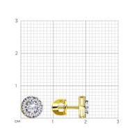 Cercei din aur galben cu zirconii Sokolov 028255-2 1,77g imaginea #2 — magazin online Desire.md