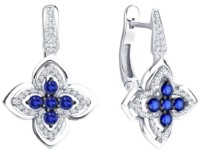 Cercei din aur alb cu diamante și safire Sokolov 2021224-3 5,75g