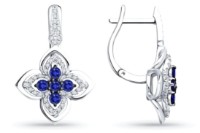 Cercei din aur alb cu diamante și safire Sokolov 2021224-3 5,75g imaginea #3 — magazin online Desire.md