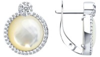 Cercei din argint cu sidef și zirconii Sokolov 94-320-02314-1  5,71g imaginea #3 — magazin online Desire.md
