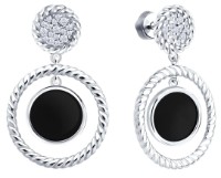 Cercei din aur cu agat si zirconiu Sokolov 94-322-02283-1  7,28g