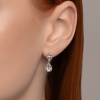 Серьги из белого золота с бриллиантом и горным хрусталём Sokolov 72-00359-3  3,23g фото №3 — интернет-магазин Desire.md