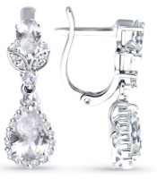 Серьги из белого золота с бриллиантом и горным хрусталём Sokolov 72-00359-3  3,23g фото №4 — интернет-магазин Desire.md