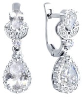 Серьги из белого золота с бриллиантом и горным хрусталём Sokolov 72-00359-3  3,23g