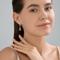 Серьги из белого золота с топазами и бриллиантами выращенными Sokolov 72-00439-3  3,92g фото №3 — интернет-магазин Desire.md