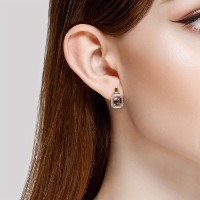 Серьги из золота с ситаллом цвета Султанит и фианитом Sokolov 725 797  3,4g фото №2 — интернет-магазин Desire.md