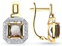 Серьги из золота с ситаллом цвета Султанит и фианитом Sokolov 725 797  3,4g фото №5 — интернет-магазин Desire.md