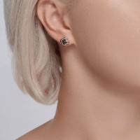 Серьги из золота с бесцветными и чёрными бриллиантам  Sokolov 7 020 058  2,47g фото №2 — интернет-магазин Desire.md