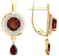 Серьги из золота с гранатами и фианитами Sokolov 51-321-01426-1  3,06g