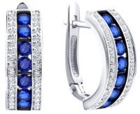 Cercei din aur alb cu diamante și safire Sokolov 52-220-01064-1  4,12g