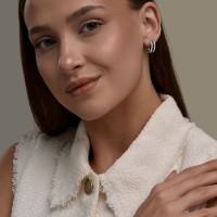 Cercei din aur alb cu diamante și safire Sokolov 52-220-01064-1  4,12g imaginea #2 — magazin online Desire.md