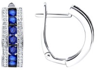 Cercei din aur alb cu diamante și safire Sokolov 52-220-01064-1  4,12g imaginea #4 — magazin online Desire.md