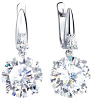Серьги из серебра с фианитами Sokolov 94022277 7,15g