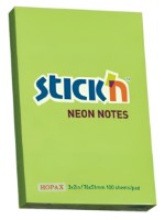 Hârtie de notițe Stick'n Neon Green 100pcs (21163)