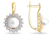 Серьги из золота с жемчугом и фианитами Sokolov 792,241  5,29g фото №5 — интернет-магазин Desire.md