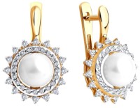 Серьги из золота с жемчугом и фианитами Sokolov 792,241  5,29g
