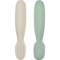 Set linguri de silicon Beaba 2pcs Sage Green/Velvet Grey (B913578)