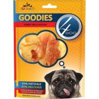 Лакомства для собак 4Dog Goodies Rabbit Ear With Chicken 100g