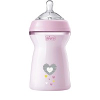 Biberon pentru bebeluș Chicco Natural Feeling 330ml 6m+ Heart Pink 