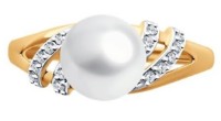 Inel din aur cu zircon și perlă Diamant 51-310-02320-1 s.17,5 2,08g imaginea #2 — magazin online Desire.md