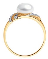 Inel din aur cu zircon și perlă Diamant 51-310-02320-1 s.17,5 2,08g imaginea #3 — magazin online Desire.md