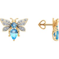 Серьги из золота с топазом и фианитами Diamant 51-322-00466-2  2,34g