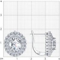 Серьги из серебра с фианитом Sokolov 94027627-91  8,57g фото №2 — интернет-магазин Desire.md