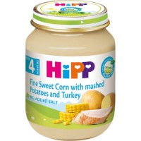 Piure pentru copii HiPP Fine Sweet Corn/Potatoes/Turkey 125g (6203)