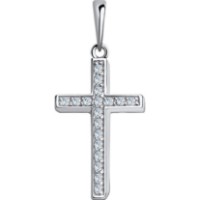 Pandantiv din aur alb cu zirconiu Sokolov 52-130-00375-1  1g