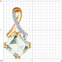 Pandantiv din aur cu diamante și hrizolit Sokolov 73-00021  1,01g imaginea #3 — magazin online Desire.md