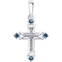 Pandantiv din aur alb cu diamante si topaz Sokolov 73-00114-3  1,04g