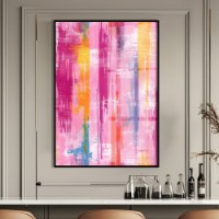 Pictură ArtShop Multi-Colored Lines On A Pink Background 30x45cm (PA432-XL)