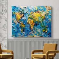 Pictură ArtShop World Map With Oil Paints 75x50cm (PA425-M-PL)