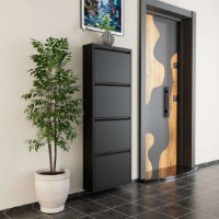 Rafturi pentru pantofi Trendy 4 Piece Metal Black 50x136x15cm GTR007910