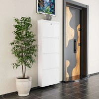 Rafturi pentru pantofi Trendy Locking 4 Piece Metal White 50x136x15cm GTR007918 imaginea #1 — magazin online Desire.md