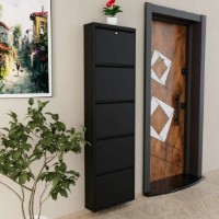 Rafturi pentru pantofi Trendy Locking 5 Piece Metal Black 50x169x15cm GTR007922
