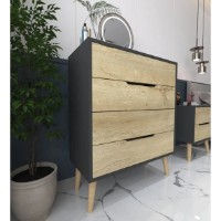 Comodă Trendy Flora Anthracite/Sapphire Oak 78x95x45cm (GTR008146) imaginea #3 — magazin online Desire.md
