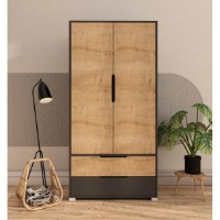 Dulap Trendy Flora 90 Anthracite/Sapphire Oak 90x183x45cm (GTR008054)