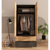 Dulap Trendy Flora 90 Anthracite/Sapphire Oak 90x183x45cm (GTR008054) imaginea #2 — magazin online Desire.md