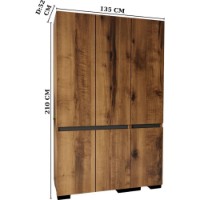 Dulap Trendy Floransa 135 Walnut/Anthracite v3 135x210x52cm (GTR008071) imaginea #5 — magazin online Desire.md
