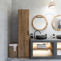 Dulap Trendy Yaman 1 Door Walnut 40x182x47cm (GTR007929) imaginea #3 — magazin online Desire.md