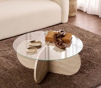 Măsuţă cafea Trendy Aeris Travertine/Transparent 75x35x75cm (GTR008176) imaginea #1 — magazin online Desire.md