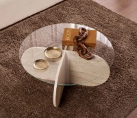 Măsuţă cafea Trendy Aeris Travertine/Transparent 75x35x75cm (GTR008176) imaginea #2 — magazin online Desire.md