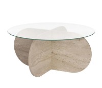 Măsuţă cafea Trendy Aeris Travertine/Transparent 75x35x75cm (GTR008176) imaginea #4 — magazin online Desire.md