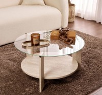 Măsuţă cafea Trendy Clara Travertine/Transparent 75x40x75cm (GTR008182)