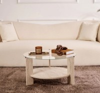 Măsuţă cafea Trendy Clara Travertine/Transparent 75x40x75cm (GTR008182) imaginea #2 — magazin online Desire.md