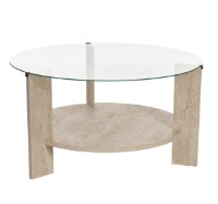 Măsuţă cafea Trendy Clara Travertine/Transparent 75x40x75cm (GTR008182) imaginea #5 — magazin online Desire.md