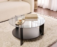 Măsuţă cafea Trendy Clara Wood Black/Fume 75x40x75cm (GTR008180)
