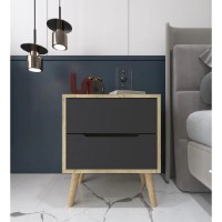 Noptieră Trendy Flora Sapphire Oak/Anthracite 50x60x45cm (GTR008141) imaginea #1 — magazin online Desire.md