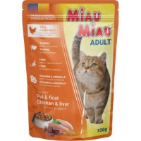 Hrană umedă pentru pisici Miau Miau Chicken And Liver 100g 24pcs